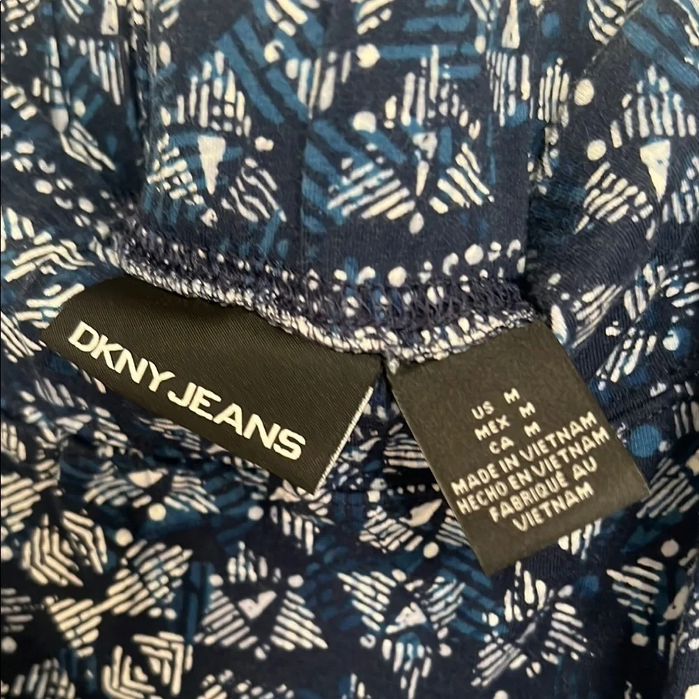 DKNY Jeans Navy and White Patterned Wrap Style Asymmetric Skirt M